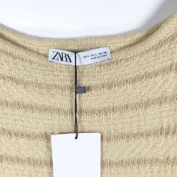 NWT ZARA WOOL Blend Knit Cap Sleeve Contrast Detail Midi Dress 9698/033 LARGE - Picture 7 of 14